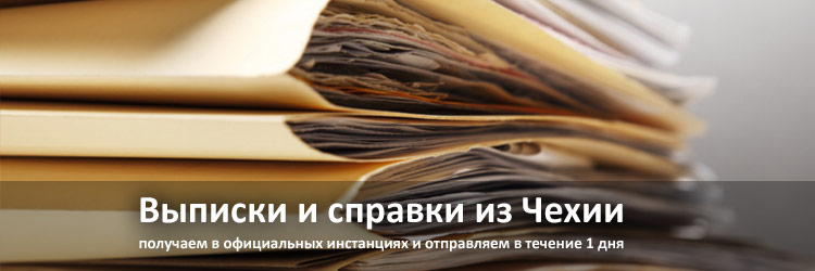 Выписки и справки из Чехии — получаем в официальных инстанциях и отправляем в течение 1 дня.